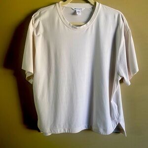 Athleta Cream/Beige Cotton Short Sleeve Essential Tee in Women's Large